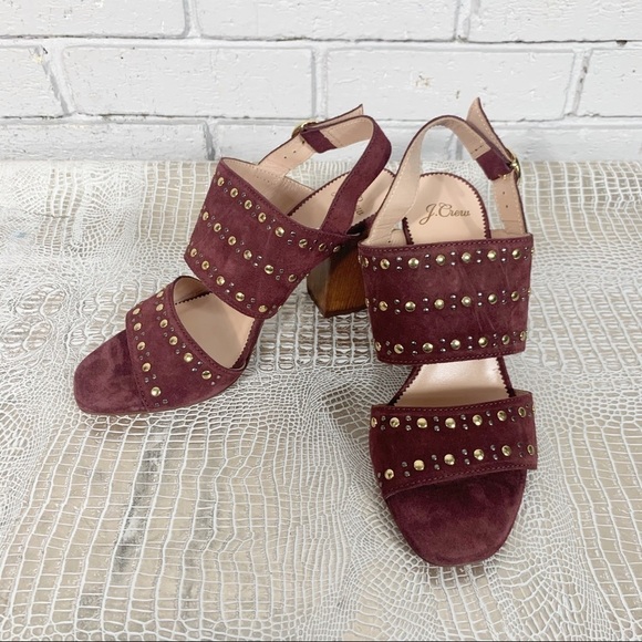 J. Crew Stella Red Heels in Studded Suede - Picture 1 of 8